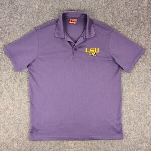 LSU Tigers Polo Shirt Mens Large Purple NCAA Football PSB Embroidered Logo